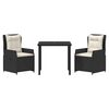 vidaXL Komplet za jedilnico v vrtu 3 pcs Črna poli ratan
