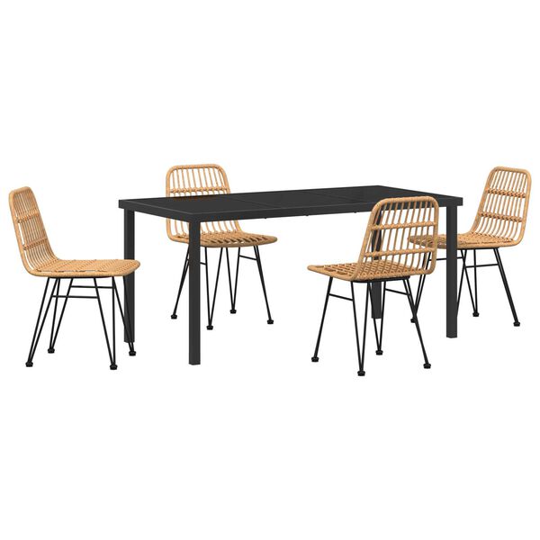 vidaXL Komplet za jedilnico v vrtu 5 pcs Rjava Pra&scaron;no lakirano jeklo