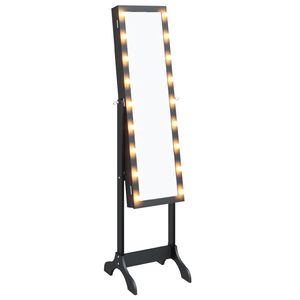 vidaXL Prostostoječe ogledalo z LED lučkami črno 34x37x146 cm