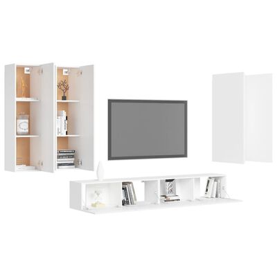 vidaXL Komplet TV omaric 6-delni bela iverna plošča