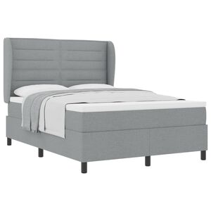 vidaXL Postelja z vzmetnico z vzmetnico Svetlo siva 140 x 190 cm blago