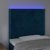 vidaXL LED posteljno vzglavje temno modro 100x5x118/128 cm žamet
