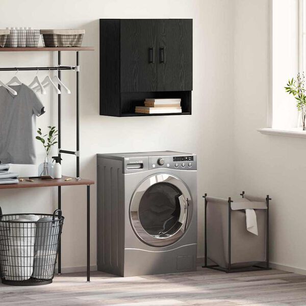 vidaXL Omara za steno Črna Orehovina 60 x 31 x 70 cm Konstruiran les