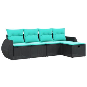 vidaXL Vrtna sedežna garnitura 6-delna z blazinami črna poli ratan