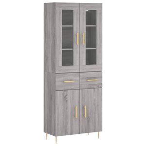 vidaXL Visoka komoda siva sonoma 69,5x34x180 cm inženirski les