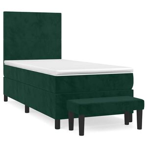 vidaXL Box spring postelja z vzmetnico temno zelena 80x200 cm žamet