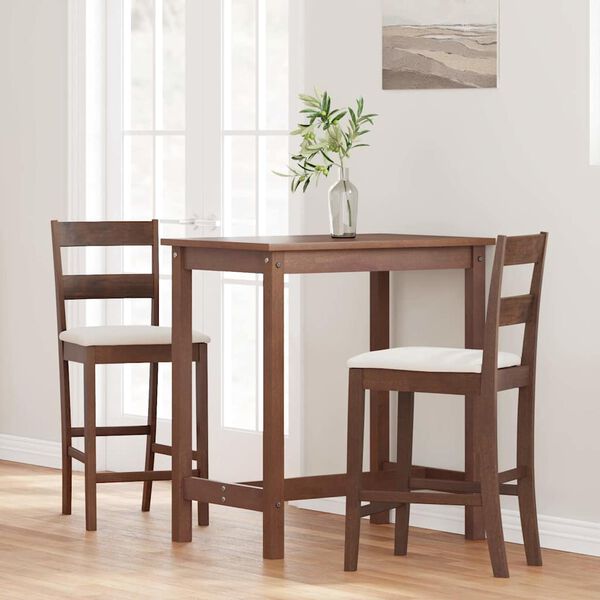 vidaXL Bar stoli z blazinami 2 kosa Brown Solid Wood Rubber