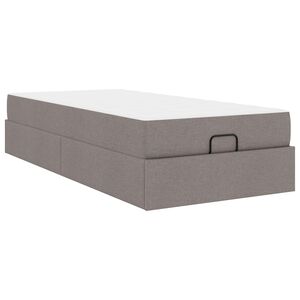 vidaXL Posteljni okvir z vzmetnico z vzmetnico 2 pcs Taupe blago