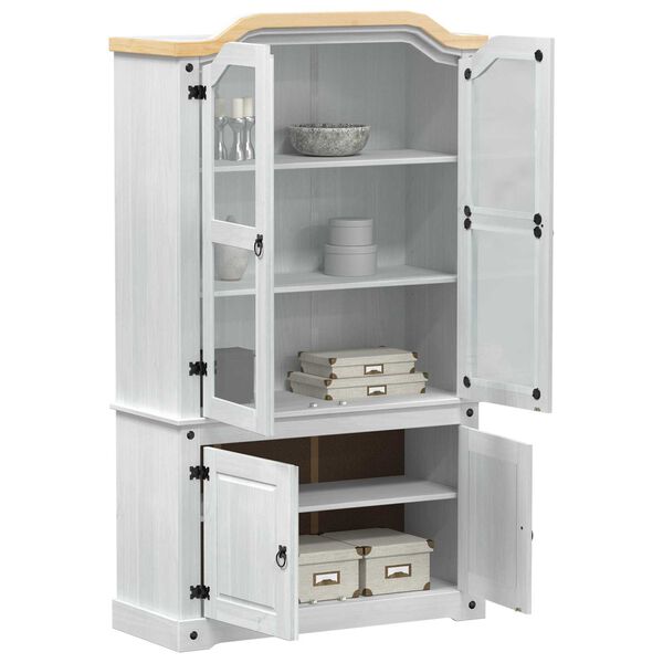 vidaXL Razstavna omara Bela 103,5 x 42 x 180 cm Masivno borovo les