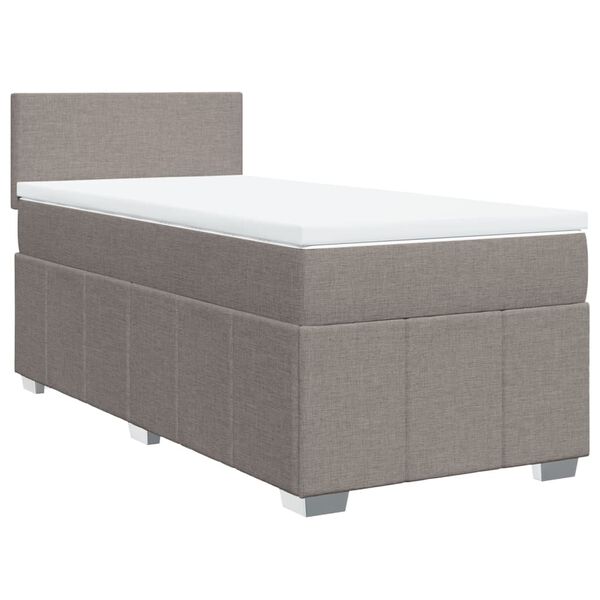 vidaXL Box spring postelja z vzmetnico taupe 90x200 cm blago