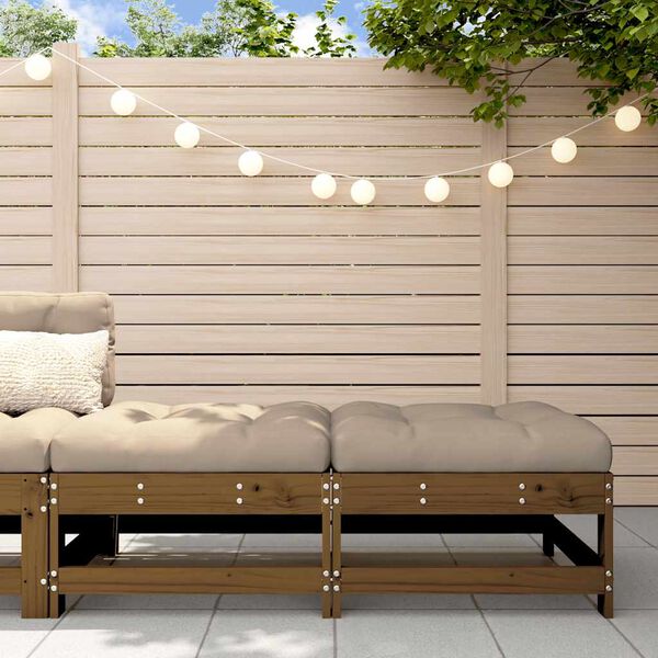 vidaXL Vrtni stolček za noge z blazino 2 kos med. rjava trdna borovina