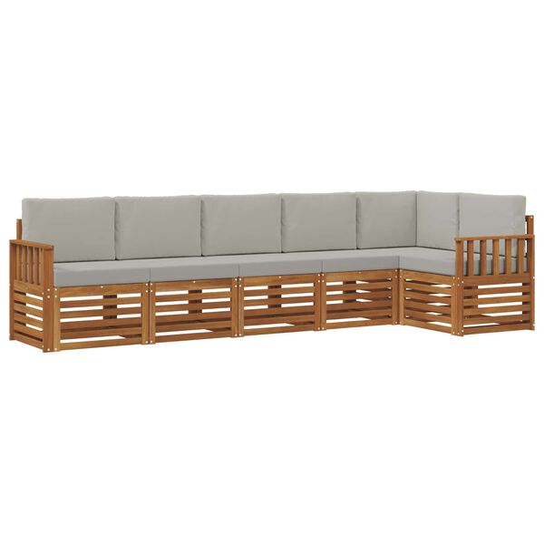 vidaXL Sedežne garniture z blazino 6 pcs Naravna in svetlo siva