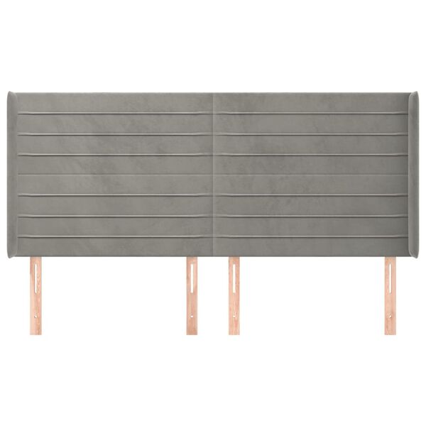 vidaXL Vzglavje z u&scaron;esi svetlo sivo 163x16x118/128 cm žamet