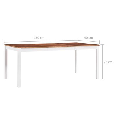 vidaXL Jedilna miza bela in rjava 180x90x73 cm borovina