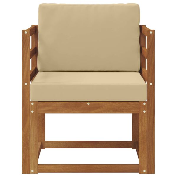 vidaXL Zunanji kavč Masivno akacijevo les in poliester Naravna