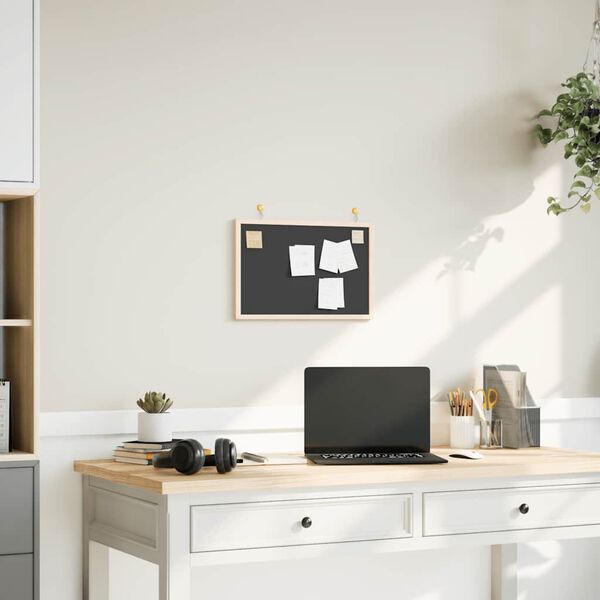 vidaXL Kredna tabla z okvirjem iz masivnega borovega lesa črna 40x30cm