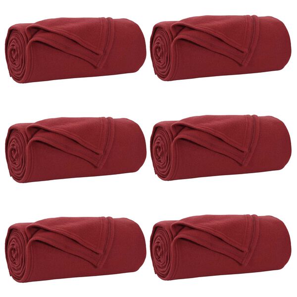 vidaXL Obloge 6 pcs Bordeaux rdeča 170 x 130 cm Flis