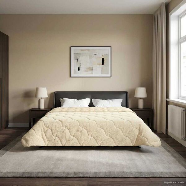 vidaXL Poletna odeja krema 220 x 240 cm Mikrofibra in Teddy flis