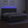 vidaXL Box spring postelja z vzmetnico LED temno siva 200x200 cm blago