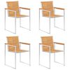vidaXL Vrtni stoli 4 kosi z blazinami trdna tikovina