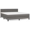 vidaXL Box spring postelja z vzmetnico siv 160x200 cm umetno usnje