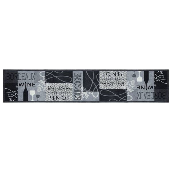vidaXL Kuhinjska preproga pralna vino siva 60x300 cm žamet