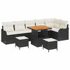 vidaXL Vrtna sedežna garnitura z blazino z blazino 9 pcs Črna in krem