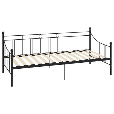 vidaXL Posteljni okvir za dnevno posteljo črn kovinski 90x200 cm