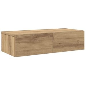 vidaXL Stenska polica s predali artisan hrast 60x26,5x15 cm inž. les