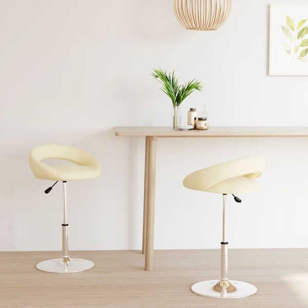 vidaXL Vrtljivi jedilni stoli 2 kosa krem umetno usnje