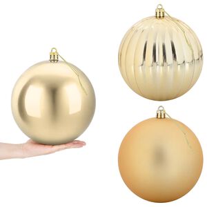 vidaXL Set božičnih kroglic XXL 3 kos Zlata &Oslash; 25 cm Plastika