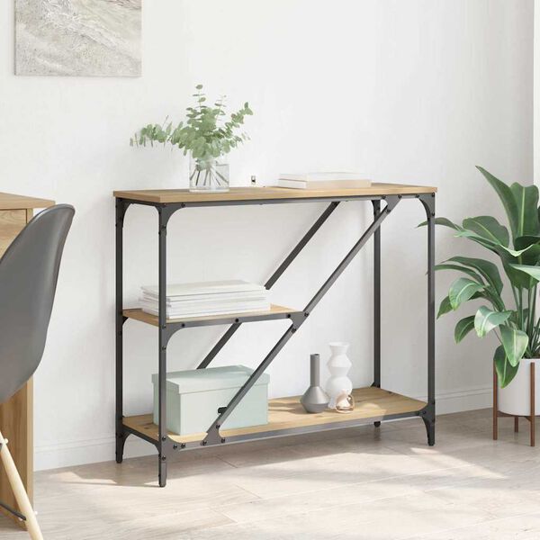 vidaXL Konzolna miza Umetni hrast 88,5 x 30 x 75 cm Konstruiran les