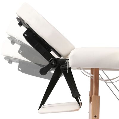 vidaXL Zložljiva masažna miza 3 cone z lesenim okvirjem kremno bela