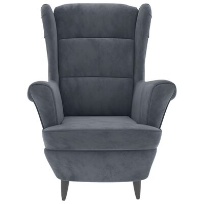 vidaXL Fotelj s stolčkom temno siv žamet