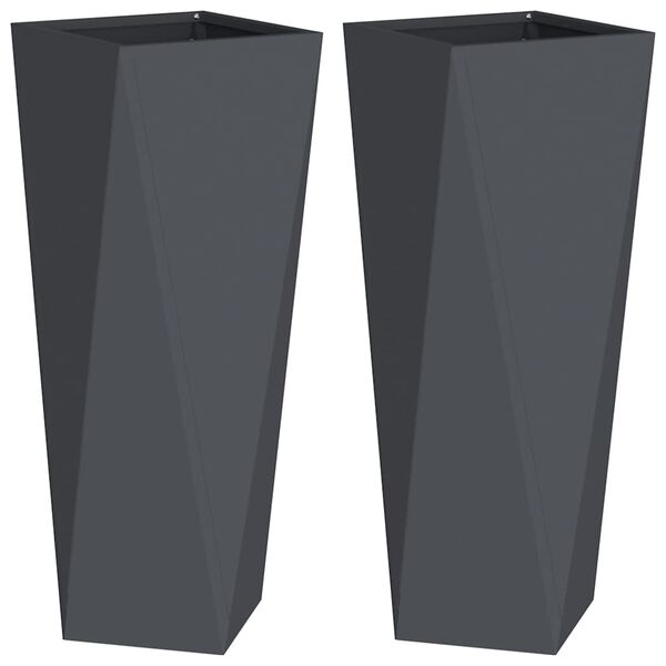 vidaXL Cvetlično korito 2 pcs Antracit 30 x 30 x 75 cm Jeklo