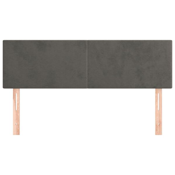 vidaXL Posteljno vzglavje 2 kosa temno sivo 72x5x78/88 cm žamet