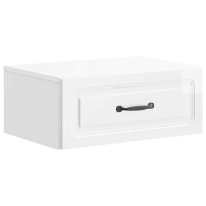 vidaXL Stenski nočni omarici Bela visok sijaj 49 x 34,5 x 20 cm