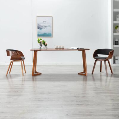 vidaXL Jedilni stol siv ukrivljen les in blago