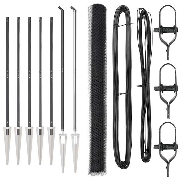 vidaXL Steber ograje. Siva 10 x 1,6 m (13 mm mreža) Jeklo in PVC