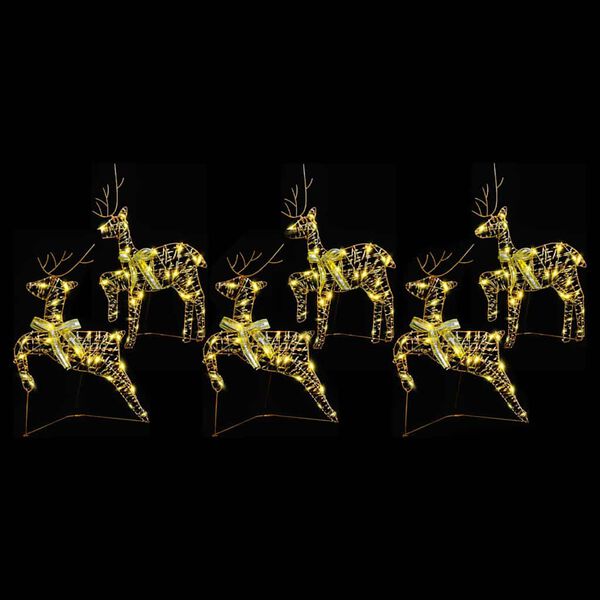 vidaXL LED jelene med 180 LED 6 pcs Zlata PET