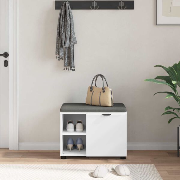 vidaXL Haldna klop Bela 60 x 38 x 46 cm Oblikovan Les in Tkanina