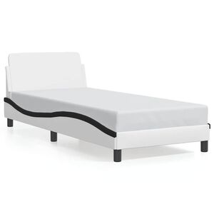 vidaXL Posteljni okvir Dover bel in črn 90x200 cm umetno usnje