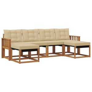 vidaXL Zunanja garnitura za sedenje z blazino 6 pcs Naravna in bež