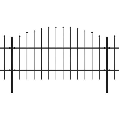 vidaXL Vrtna ograja s koničastimi vrhovi jeklo (0,75-1)x15,3 m črna