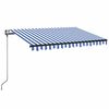 vidaXL Avtomatska tenda LED + senzor 350x250 cm modra in bela