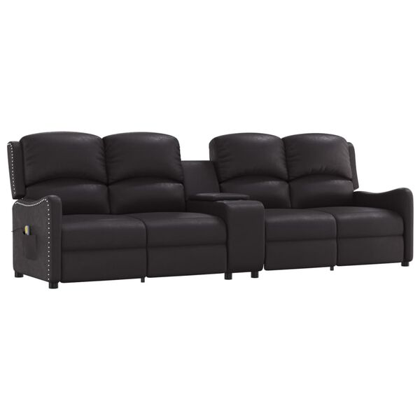 vidaXL Masažni štirised z držali za skodelico črno sijoče umetno usnje