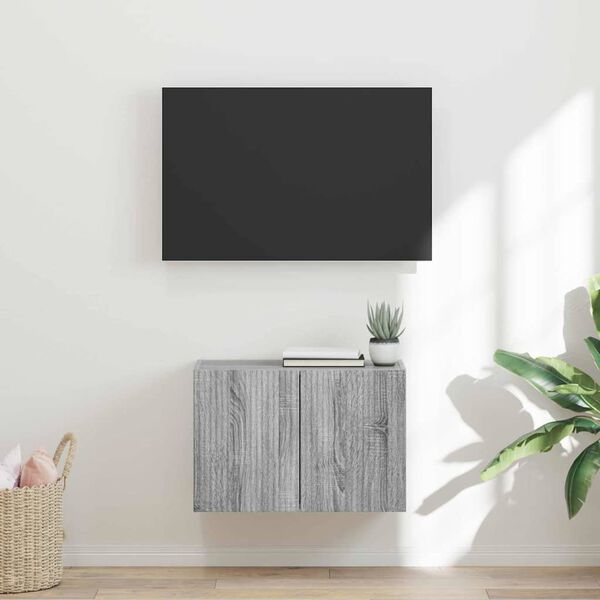 vidaXL TV stenska omara Siva Sonoma 59,5 x 31 x 40 cm Konstruiran les