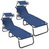 vidaXL Zložljiv ležalnik 2 pcs Modra 190 x 57 x 81 cm oxford