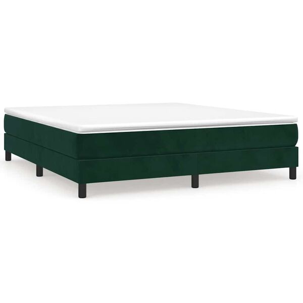 vidaXL Box spring postelja z vzmetnico temno zelena 160x200 cm žamet