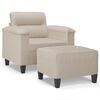 vidaXL Fotelj s stolčkom za noge krem 60 cm blago iz mikrovlaken